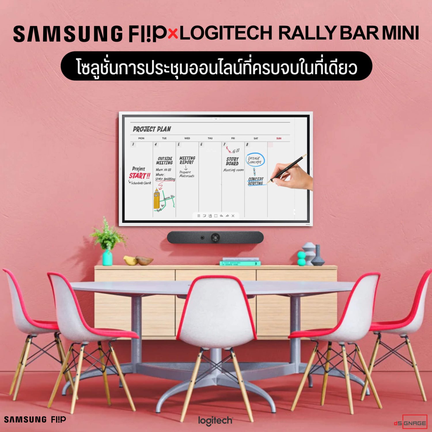 Samsung Flip x Logitech rally bar mini
